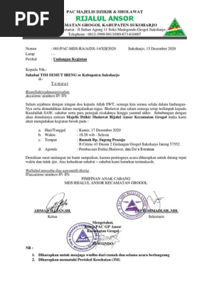 Contoh Undangan Rijalul Ansor Studi Indonesia