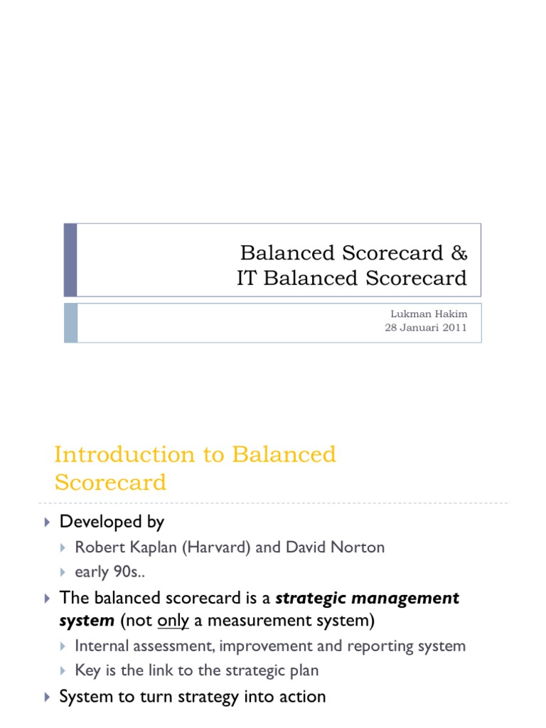 Balanced Scorecard & IT Balanced Scorecard | PDF | Strategic Management ...