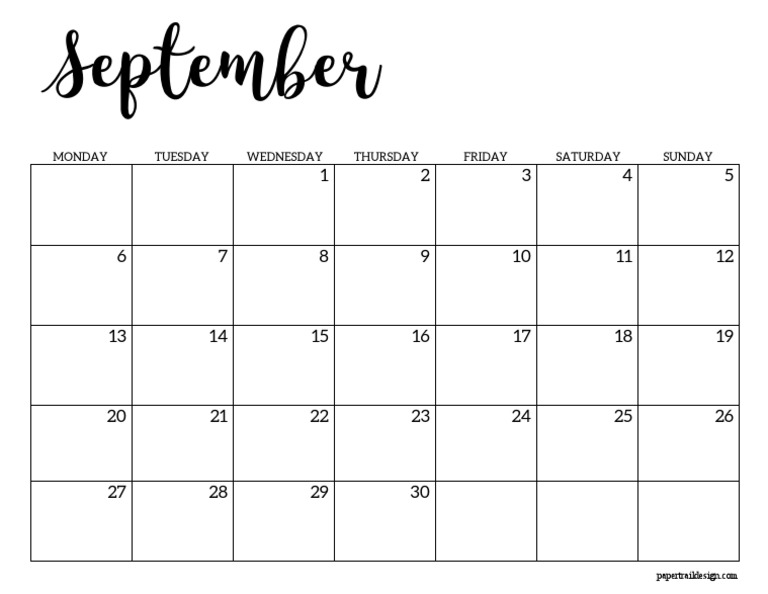 A Concise Calendar of September's Days: Weekly and Monthly Activities ...