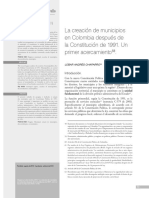 Lubar Andrés Chaparro. La Creación de Municipios en Colombia Después de La Constitución de 1991