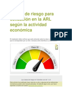Clases de Riesgo Para Cotización en La ARL Según La Actividad Económica.pdf Salud Ocupacional