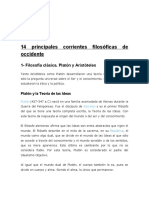 14 Principales Corrientes Filosóficas de Occidente