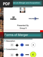 Presentation On Merger and Acquisition: Presented By: Group 5