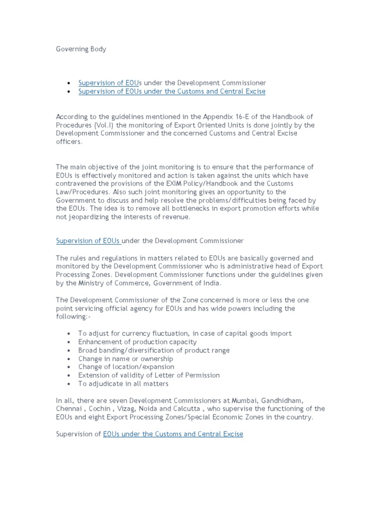 Governing Body Pdf Customs Audit