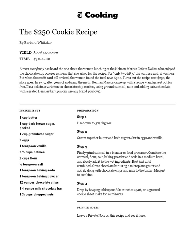 Neiman Marcus $250 Cookie Recipe | PDF - Scribd