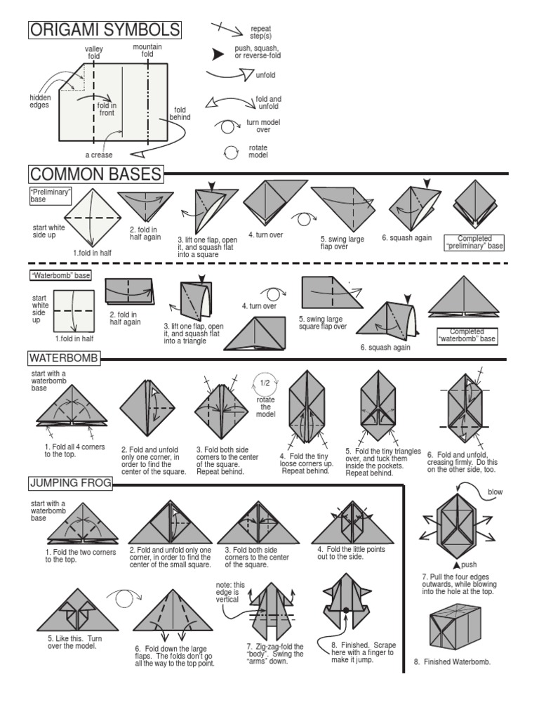 Origami Symbols and Base Instructions | PDF | Origami | Paper Folding