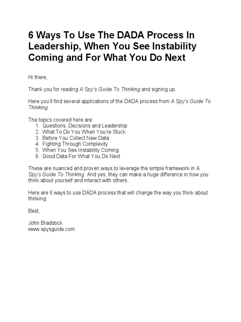 DADA Techniques for Leadership Decisions | PDF