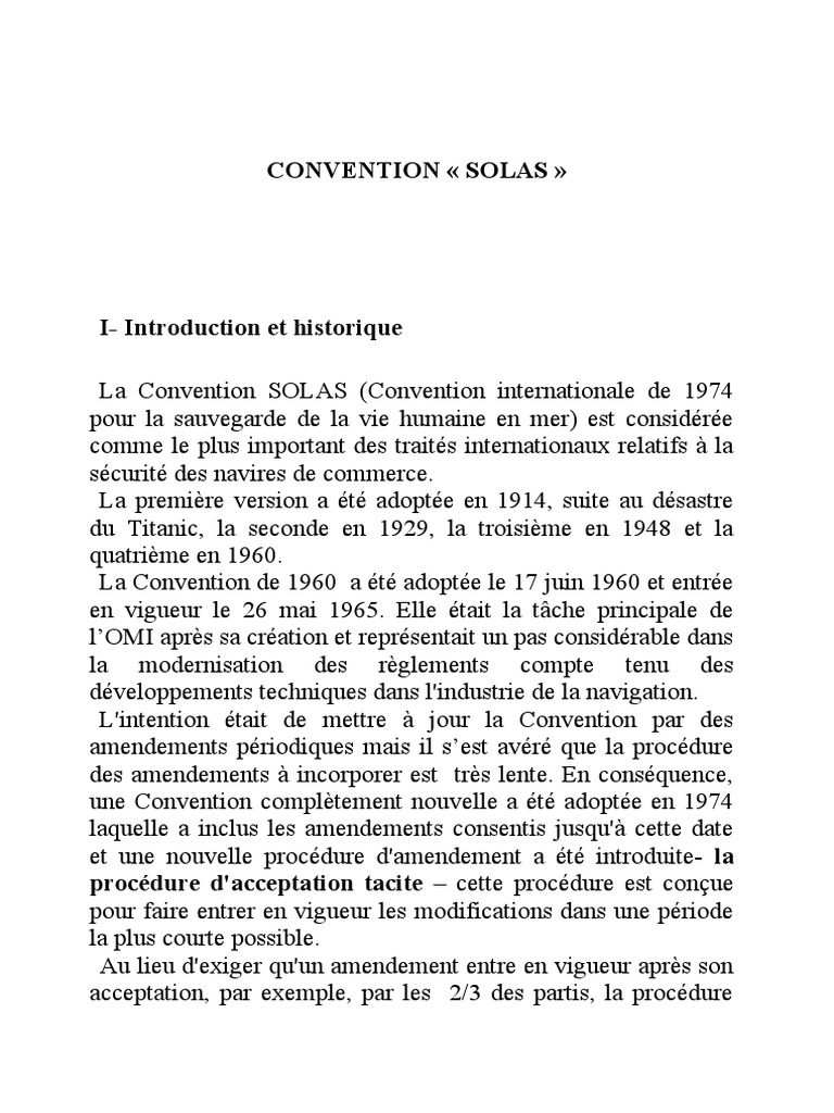 Convention Solas | PDF | Sécurité | Transport fluvial et maritime