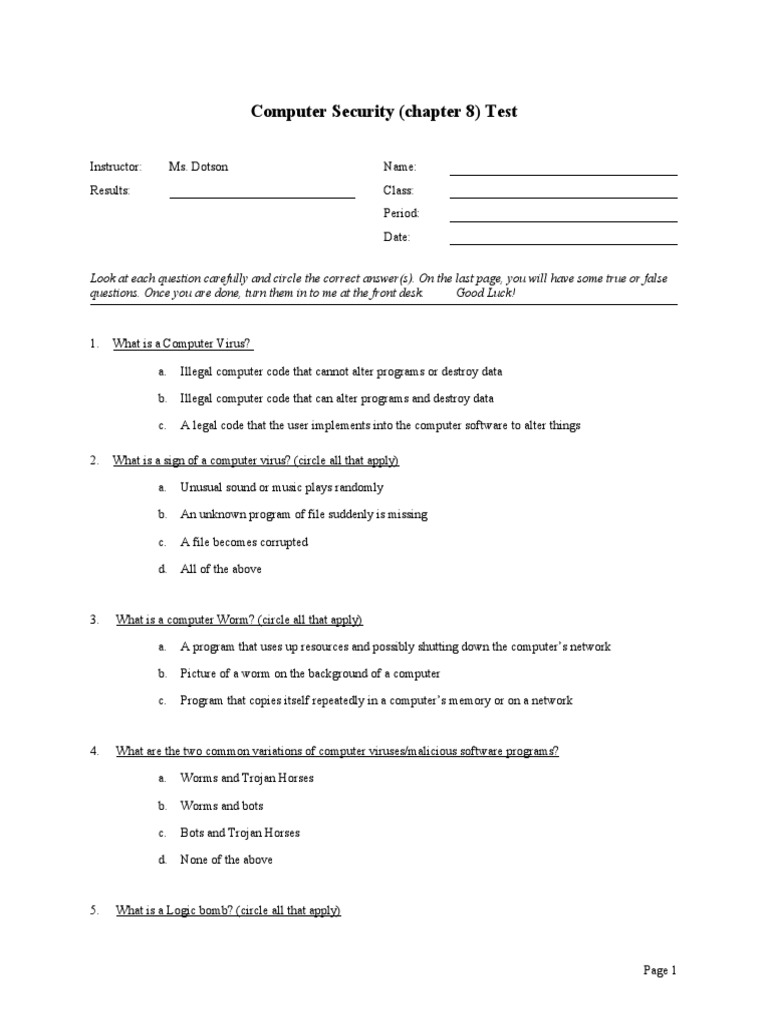 Multiple Choice Test Template | PDF | Computer Virus | Backup