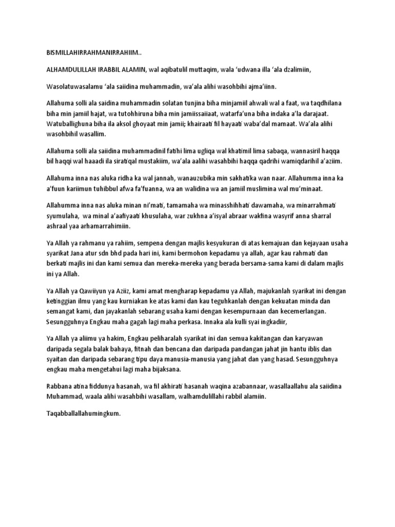 Doa Majlis Kesyukuran Pdf