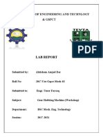 LAB REPORT of Gear Hobbing Machine