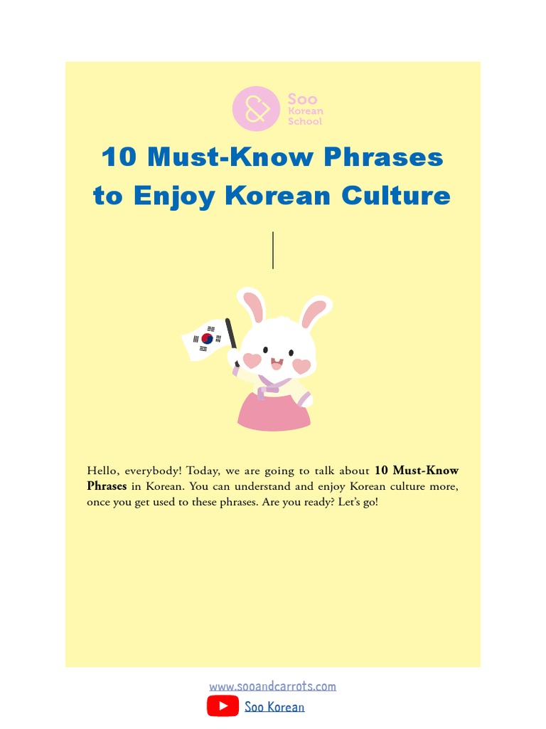 10 MustKnow Phrases To Enjoy Korean Culture PDF Language Mechanics