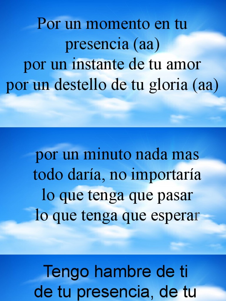 Letra de "Por un momento en tu presencia" | PDF | Cocina, comidas y vino