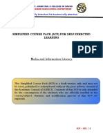 Simplified Course Pack (SCP) For Self-Directed Learning: Media and Information Literacy