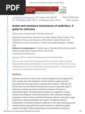 ART Action and resistance mechanisms of antibiotics A guide for clinicians