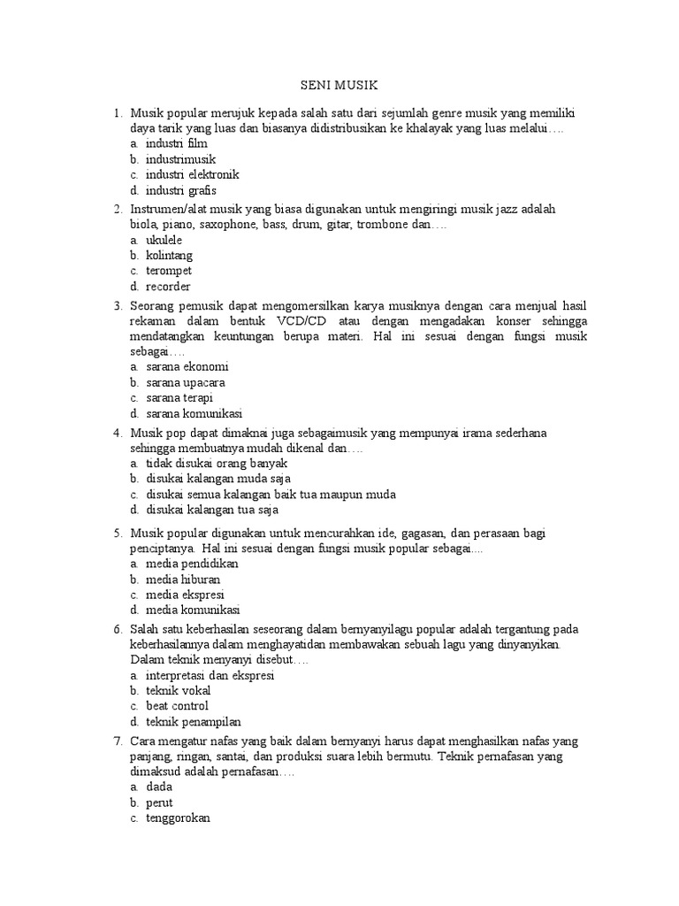 Menguasai Notasi, Harmoni, dan Apresiasi: Contoh Soal Seni Musik Kelas 12 Semester 1