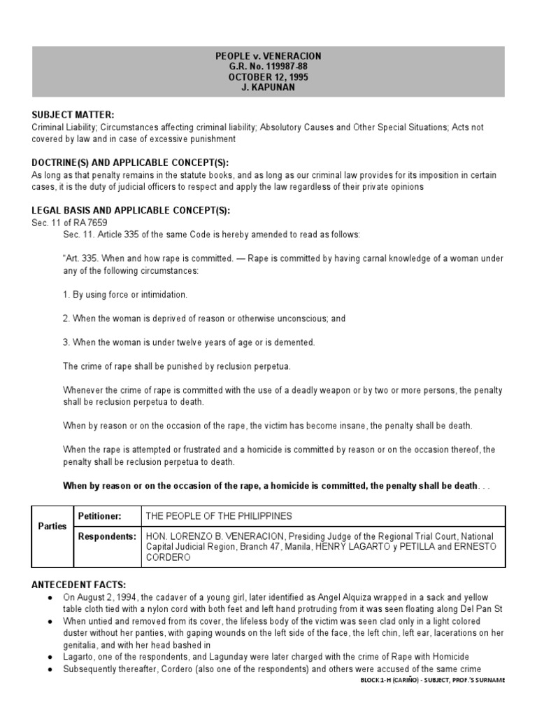 Rape with Homicide: Legal Penalties Explained | PDF | Capital ...