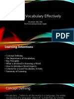 Teaching Vocabulary Effectively: November 29th, 2016 The Provincial Inspectorate, Agadir