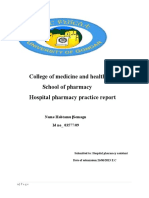 College of Medicine and Health Science School of Pharmacy Hospital Pharmacy Practice Report