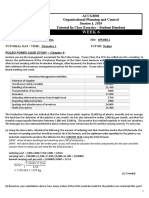 Week 6: ACCG3001 Organisational Planning and Control Tutorial In-Class Exercise - Student Handout