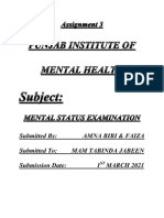 Mental Status Examination Definitions