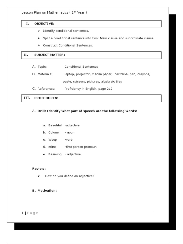 Conditional Sentences Lesson Plan | PDF | Clause | Sentence (Linguistics)