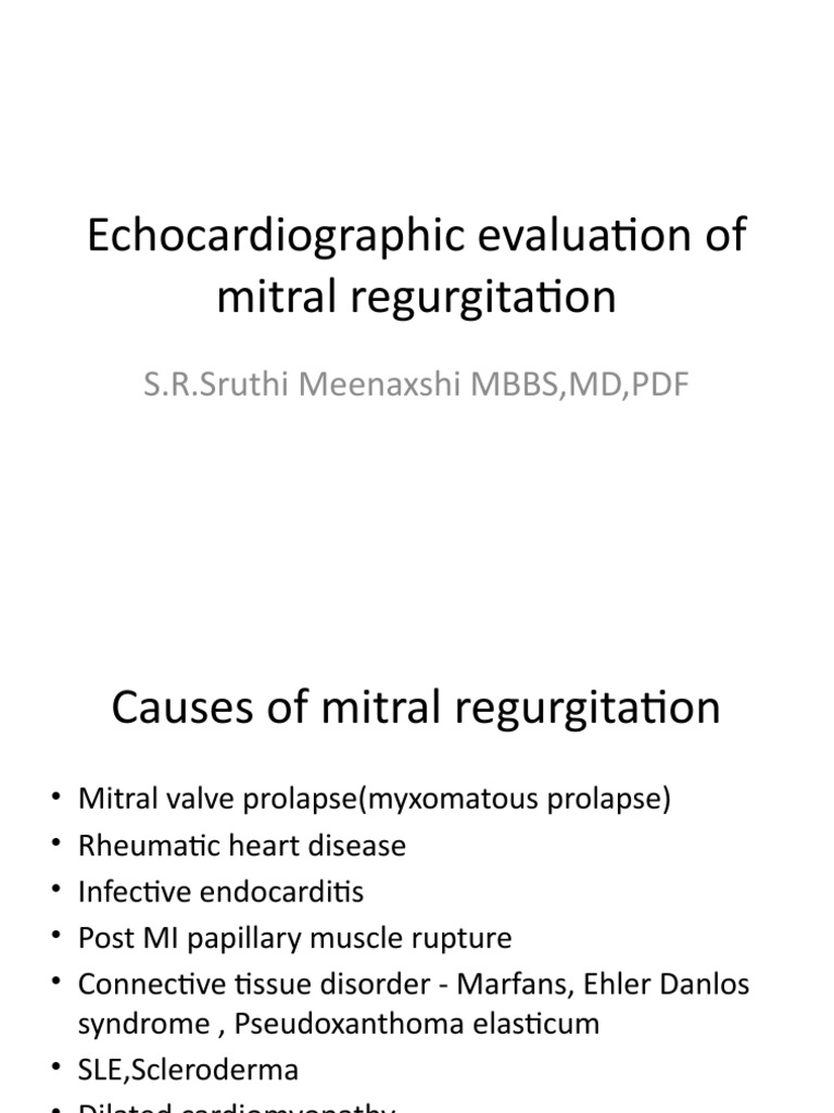 Echocardiographic Evaluation of Mitral Regurgitation | PDF | Heart ...
