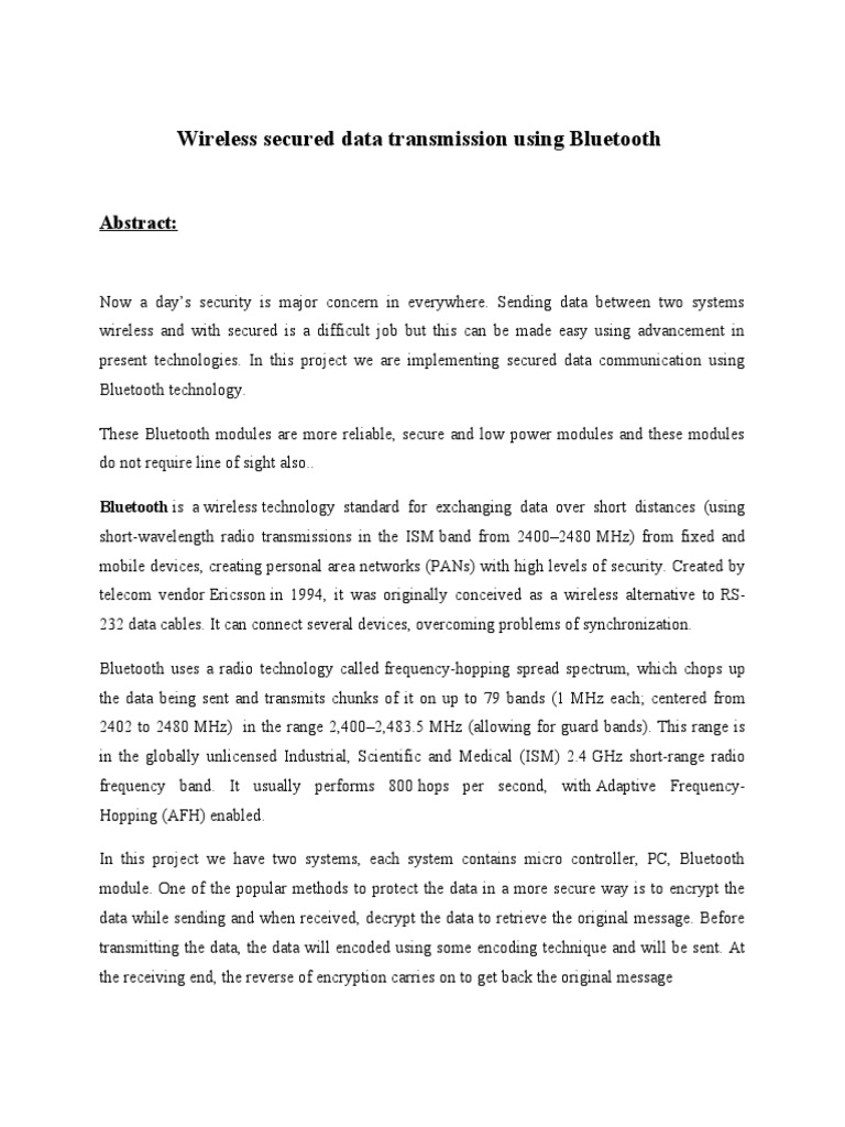 BL06 Wireless Secured Data Transmission | PDF | Bluetooth | Radio