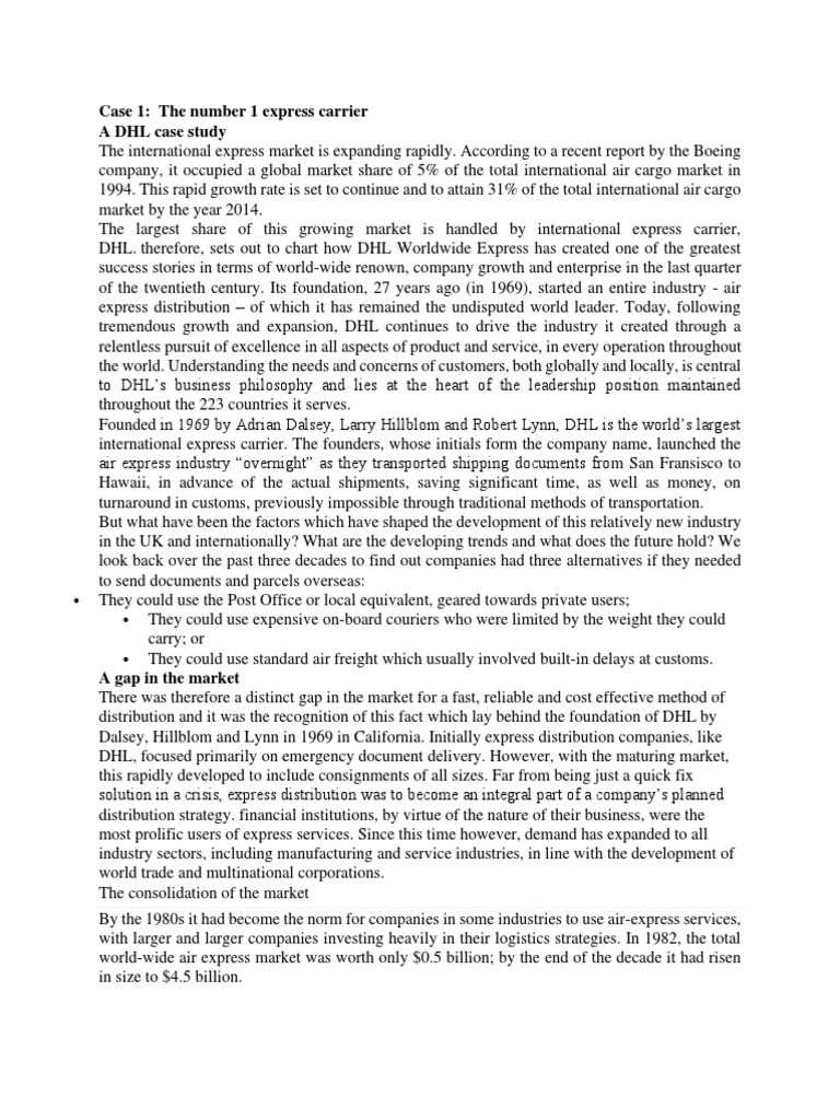 DHL: A Case Study in Logistics Success | PDF | Airline Hub | Cargo
