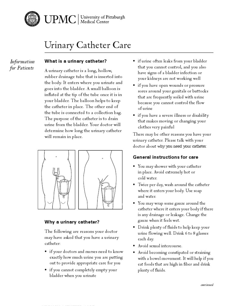 Urinary Catheter Care: Information For Patients | Download Free PDF ...