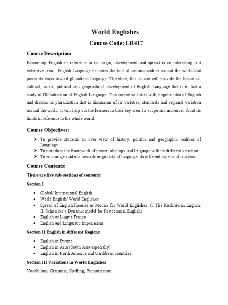 World Englishes for Students | PDF | English Language | Cultural ...