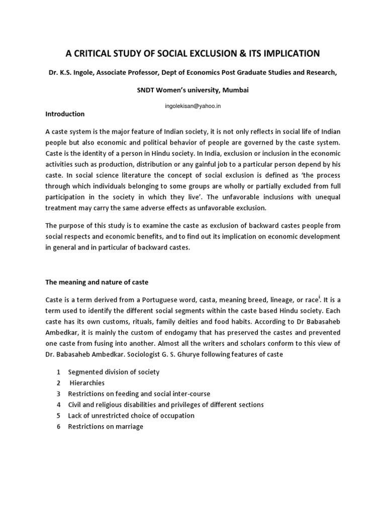 Social Exclusion in India's Caste System | PDF | Dalit | Caste
