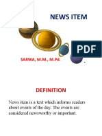 News Item: SARWA, M.M., M.PD