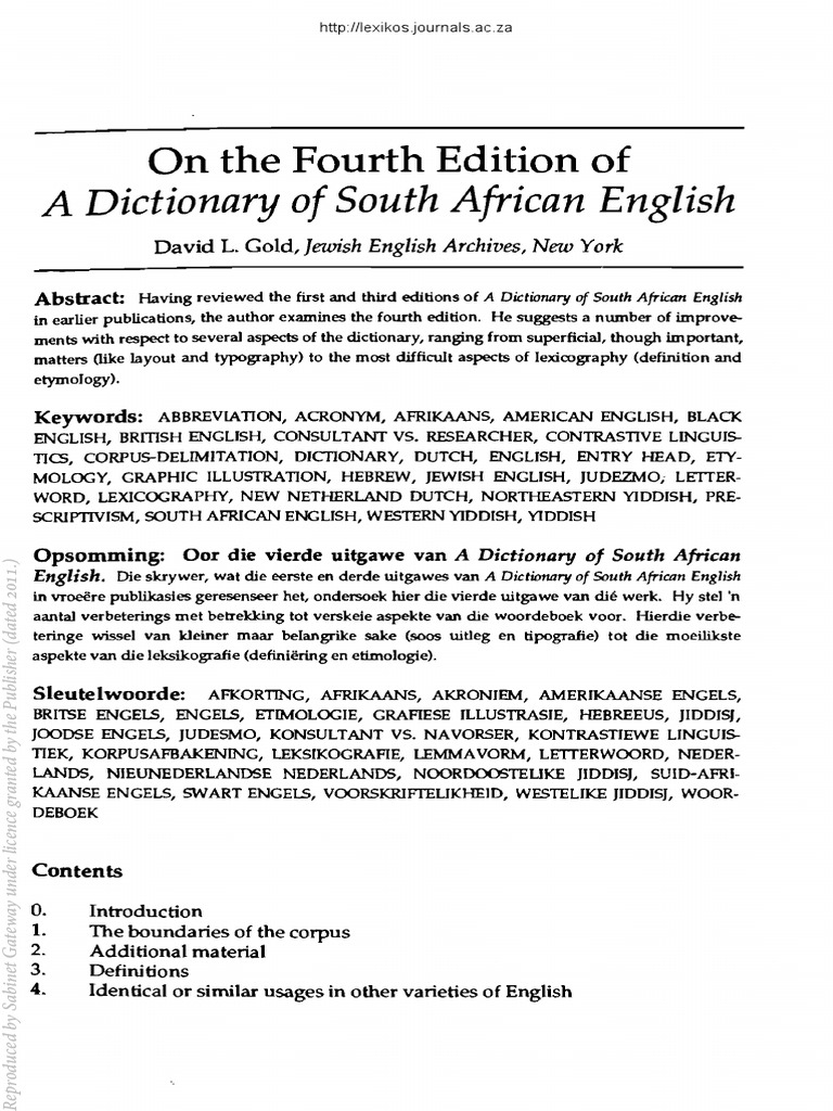A Dictionary of South African English (2012) | PDF | Sic | Definition