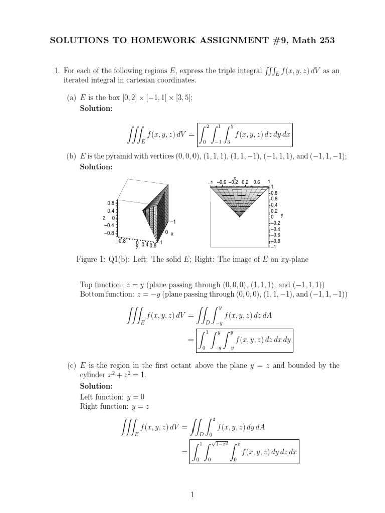 Homework Solutions for Math 253 Integrals | PDF | Theoretical Physics ...