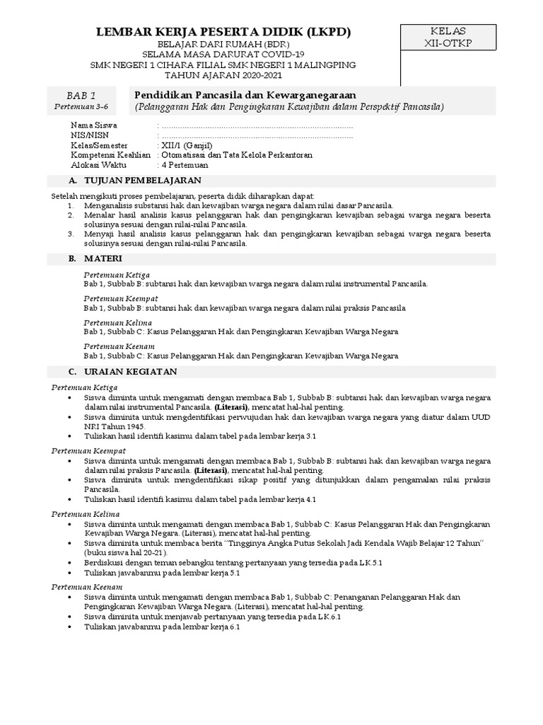 LKPD PPKN XII | PDF