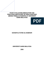 Study Evaluating Medication Use Practices and Extent of Drug Wastage Among Female Students at Universiti Sains Malaysia