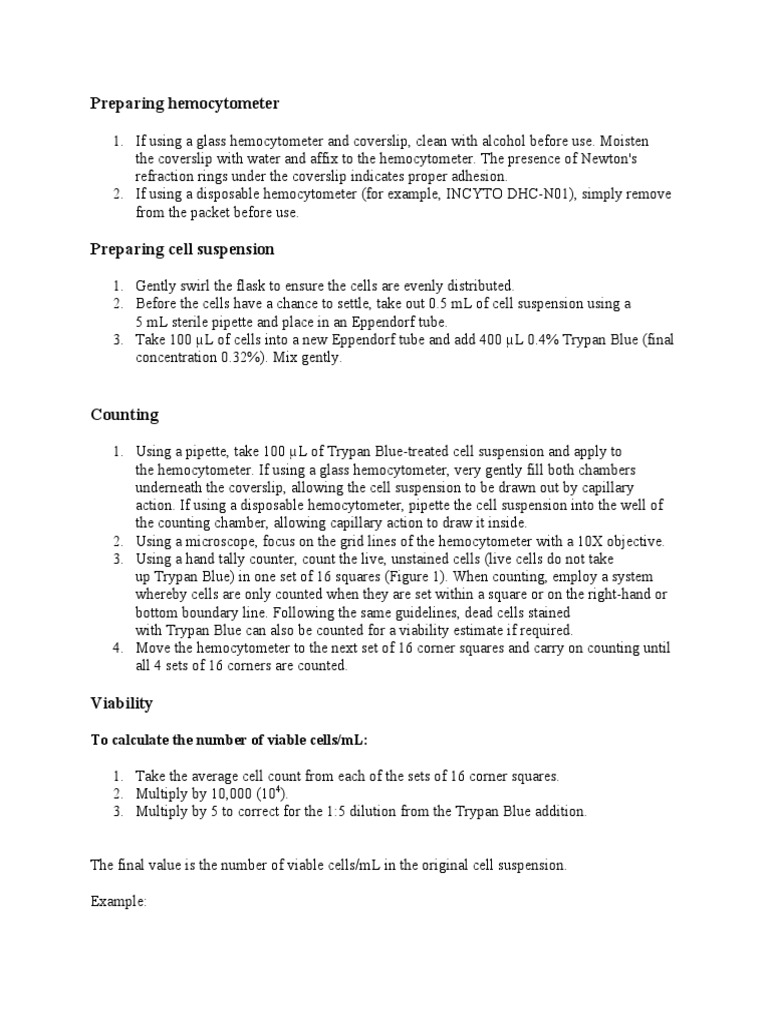 Hemocytometer Cell Counting Guide | PDF | Laboratory Equipment ...