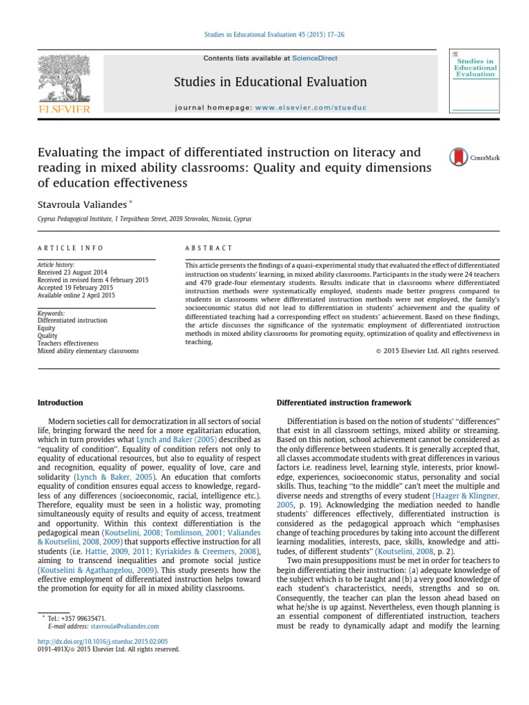 Impact of Differentiated Instruction on Literacy | PDF | Differentiated ...