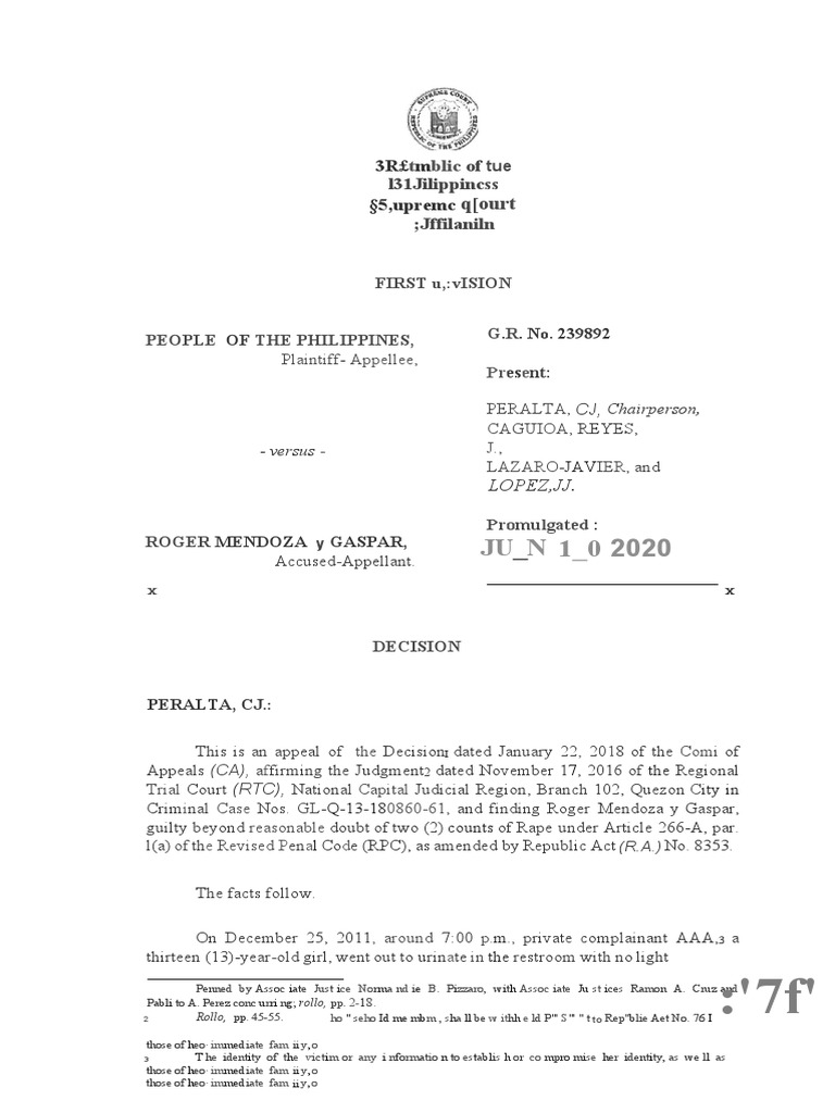Philippines Supreme Court Rape Case Decision | PDF | Rape | Labia