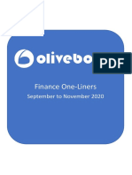Finance One-Liners: September To November 2020