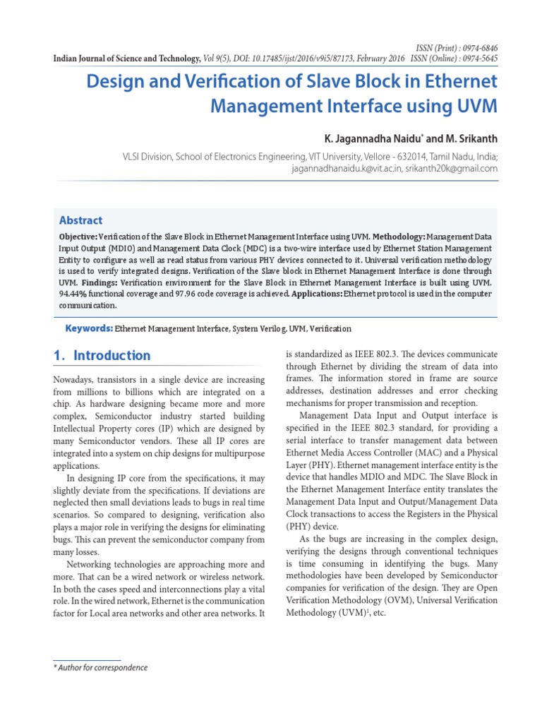UVM-Based Verification of Ethernet Slave Block | PDF | Hardware ...