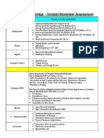 CLASS IX - Cambridge - October/November Assessment: Subject Topic/s To Be Included