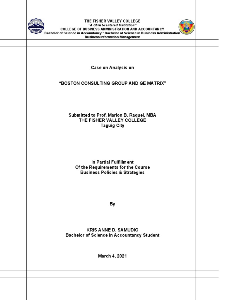 Case Analysis 2 - Boston Consulting Group and GE Matrix | PDF ...
