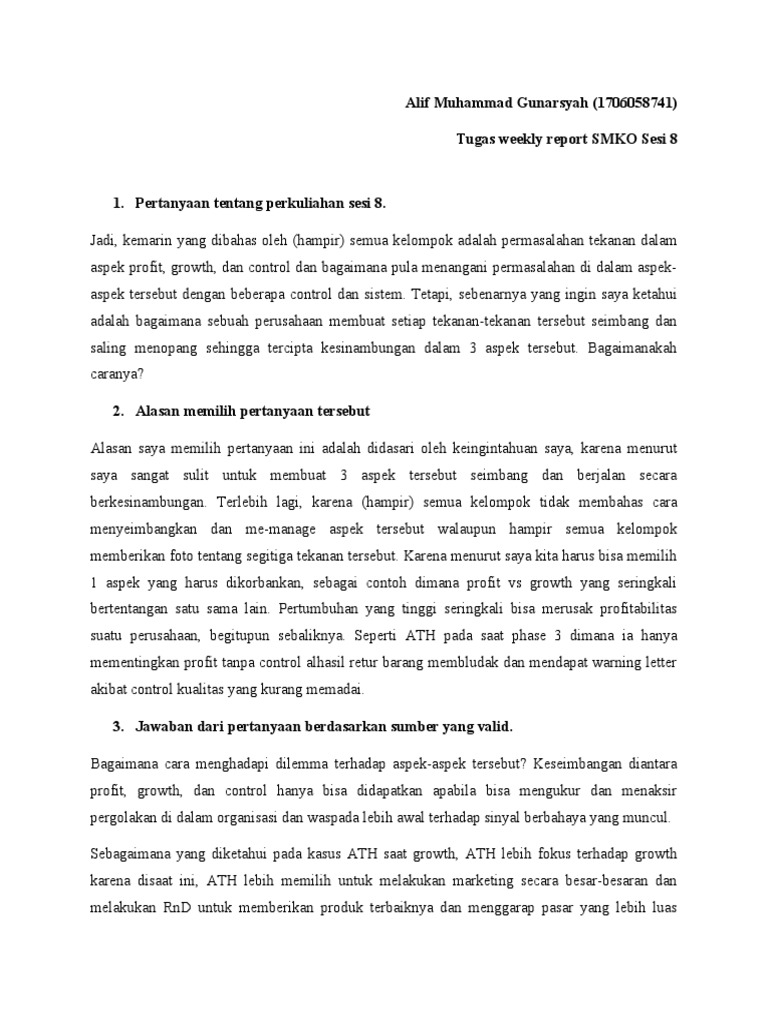 Weekly Report Week 8 Pdf