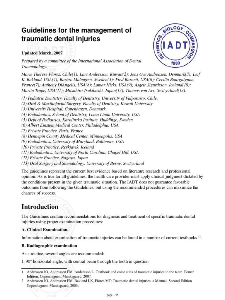 Guidelines For The Management of | PDF | Human Tooth | Periodontology