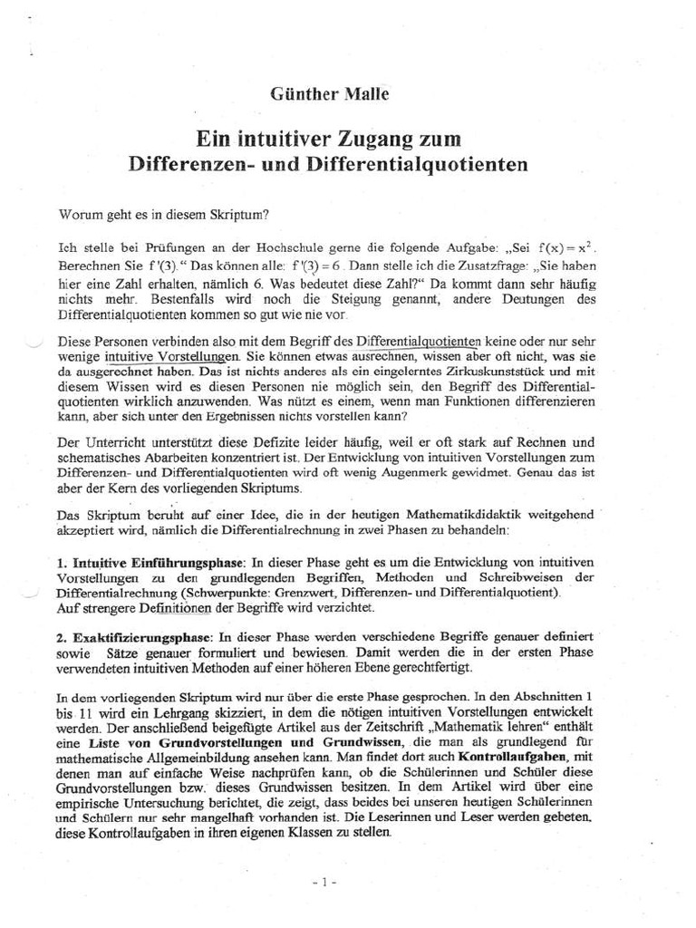 Malle (1999) Ein Intuitiver Zugang Zum Differenzen - Und ...