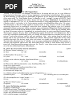 Reading Test-13 SSC Examination-2022 Subject: English First Paper Time: 01:00 Hour Marks: 50 Read The Passage and Answer The Following Questions