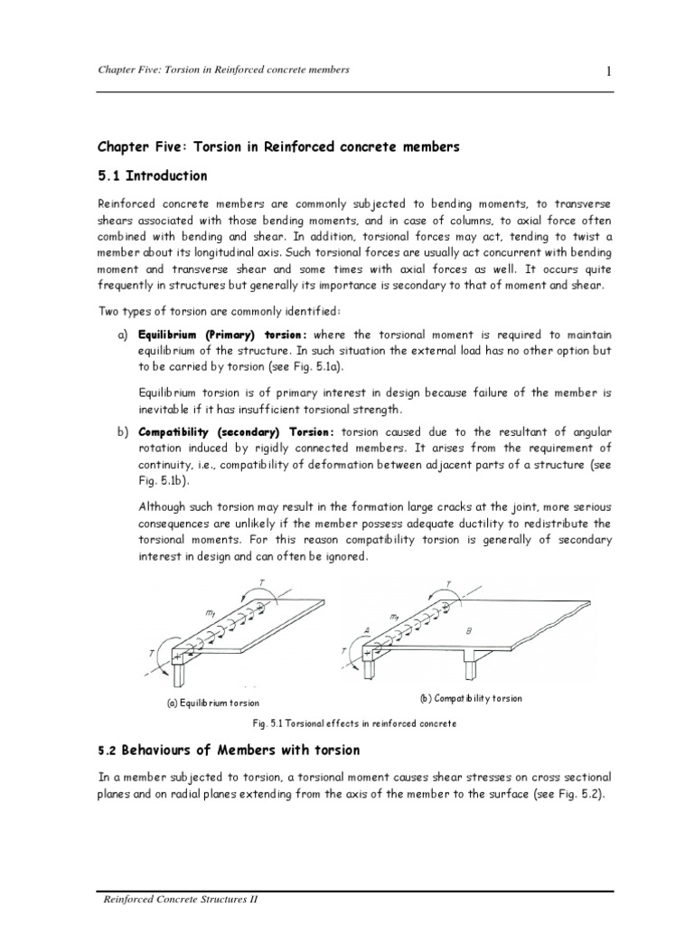Chapter - 5 Torsion in Reinforced Concrete Members | PDF | Stress  (Mechanics) | Rotation Around A Fixed Axis