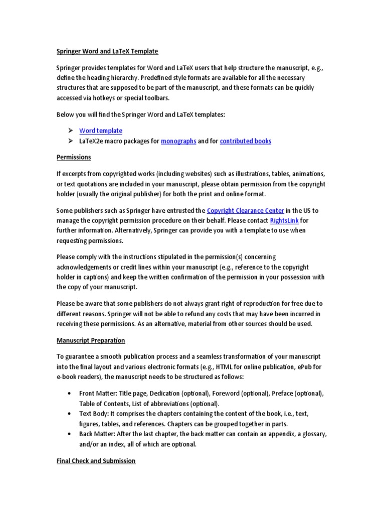 INSTRUCTIONS FOR AUTHORS SPRINGER intelligence overview